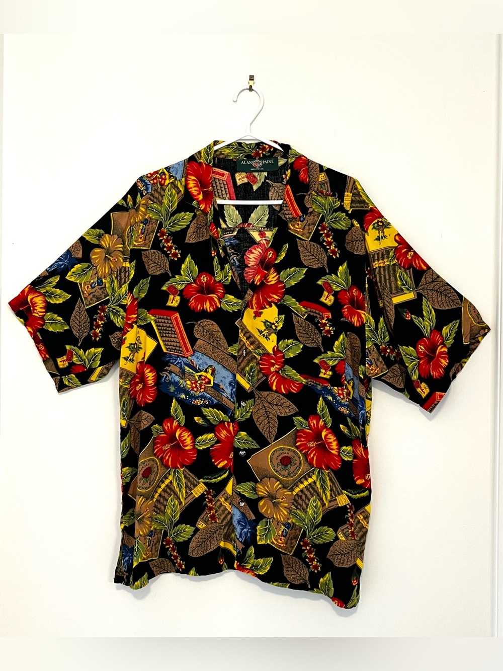 Alan Paine Hawaiian Style Shirt Made In England Mens Size L